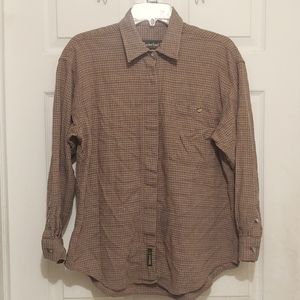 Vintage Timberland Weathergear Brown Waffle Plaid Button Down Shirt Sz Small